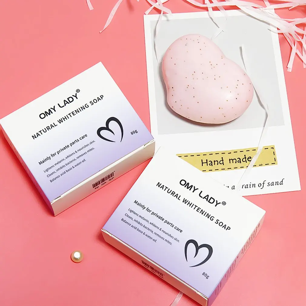 

OMY LADY 2Pcs Peach Scented Feminine Intimate Wash Whitening Body Scrub Yoni Soap Bar Organic Natural Whitening Soap