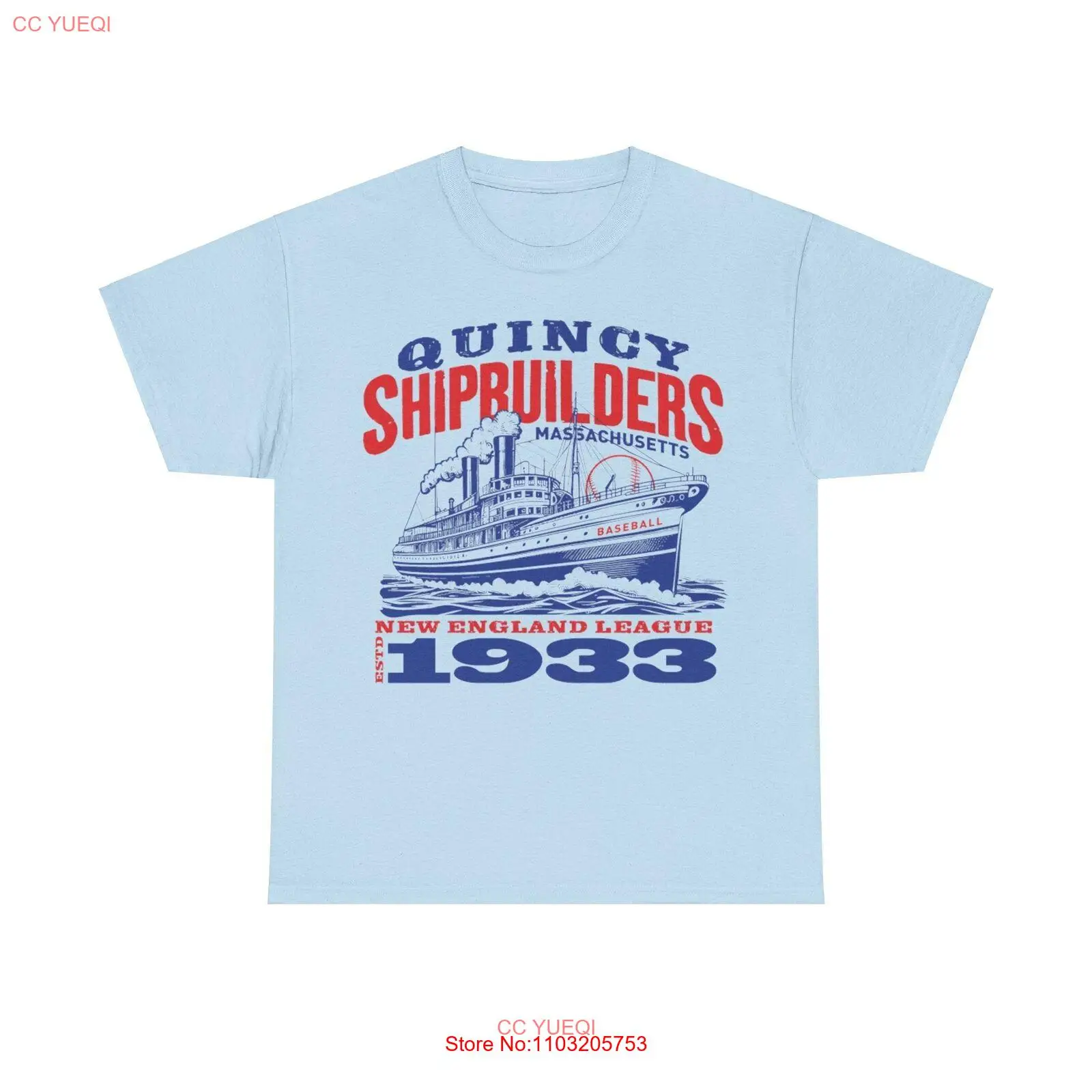 Бейсбольная Футболка Quincy shipbuilder Est 1933