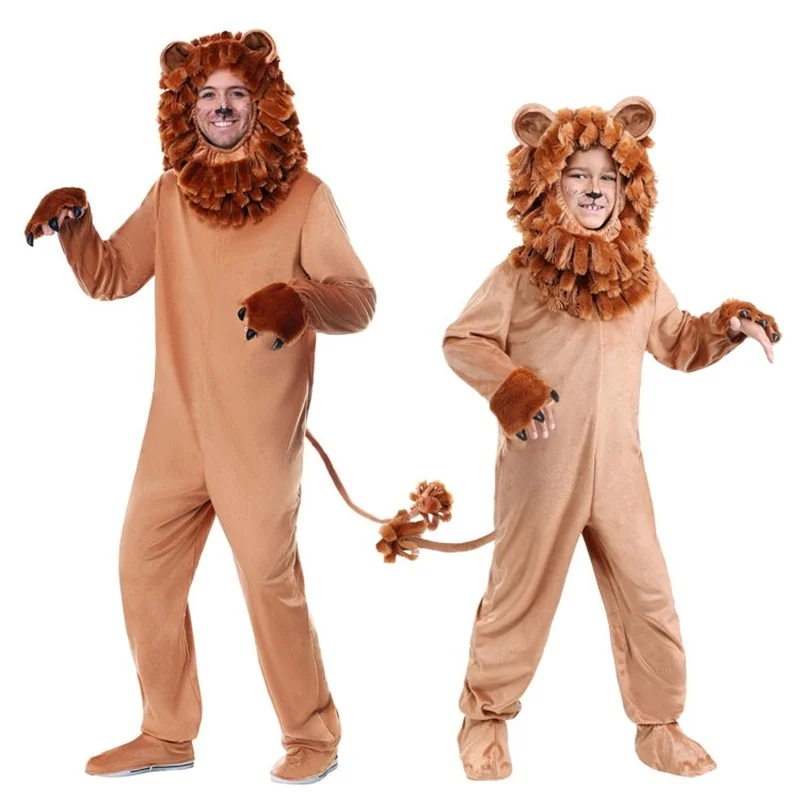 

Child Adult Deluxe Lion King Costume Baby Kids Animal Carnival Halloween Cosplay Costumes Fancy Movie Role Jumpsuits