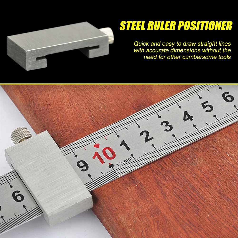 

Carbon Steel Ruler Limit Block DIY Measuring Tools Metal Rulers Positioner Adjustable Scriber Line Marking Gauge for Woodworking