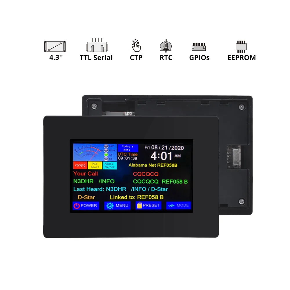 NX4827P043-011R-Y/NX4827P043-011C-Y – 4.3” Nextion Intelligent Series HMI Touch Display with enclosure |