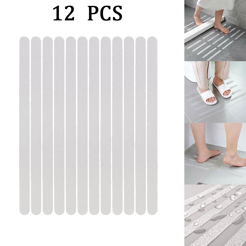 

12PCS Anti-Slip Strips Shower Stickers Safety Shower Treads Bathtub Non Slip Stairs Step Appliques Transparent Anti Skid Tape