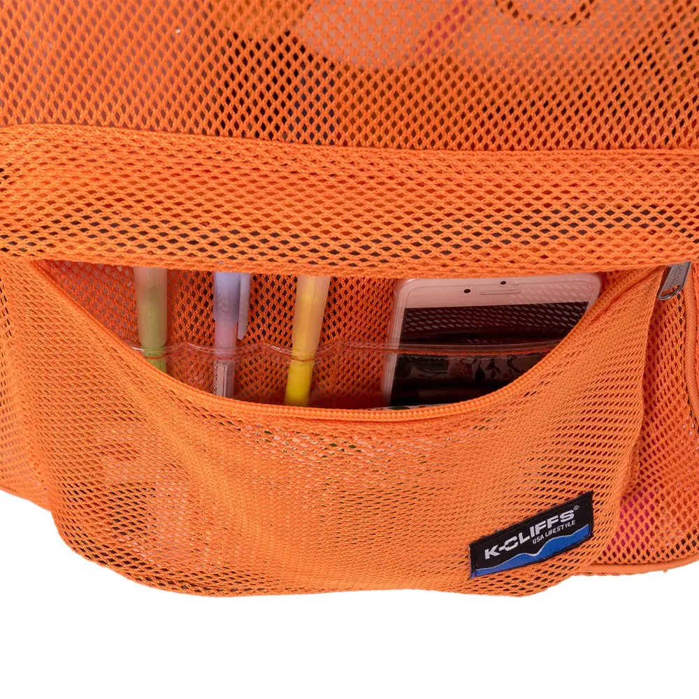 Heavy Duty Mesh Backpack  Bookbag Quality Netting Gym Daypack See Through Student School Bag Padded Straps Orange