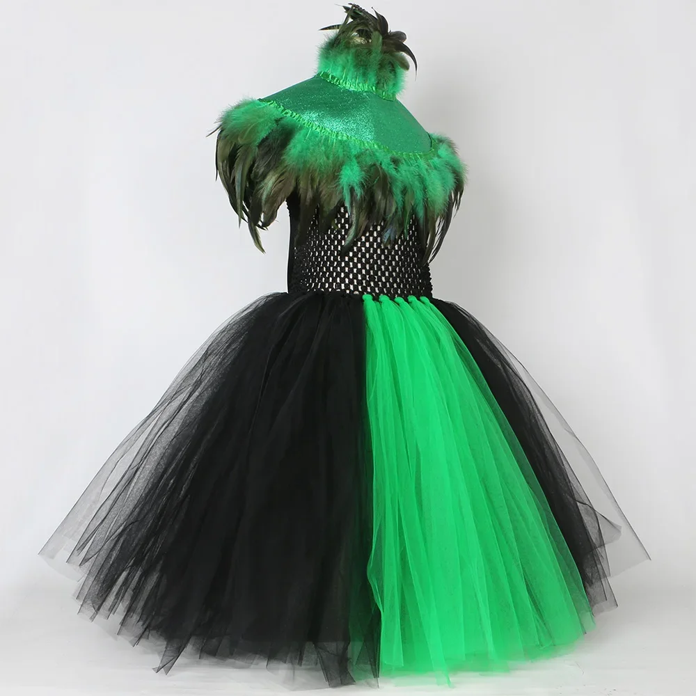 Костюм ведьмы на Хэллоуин для детей косплей малефис платье-пачка девочек накидка