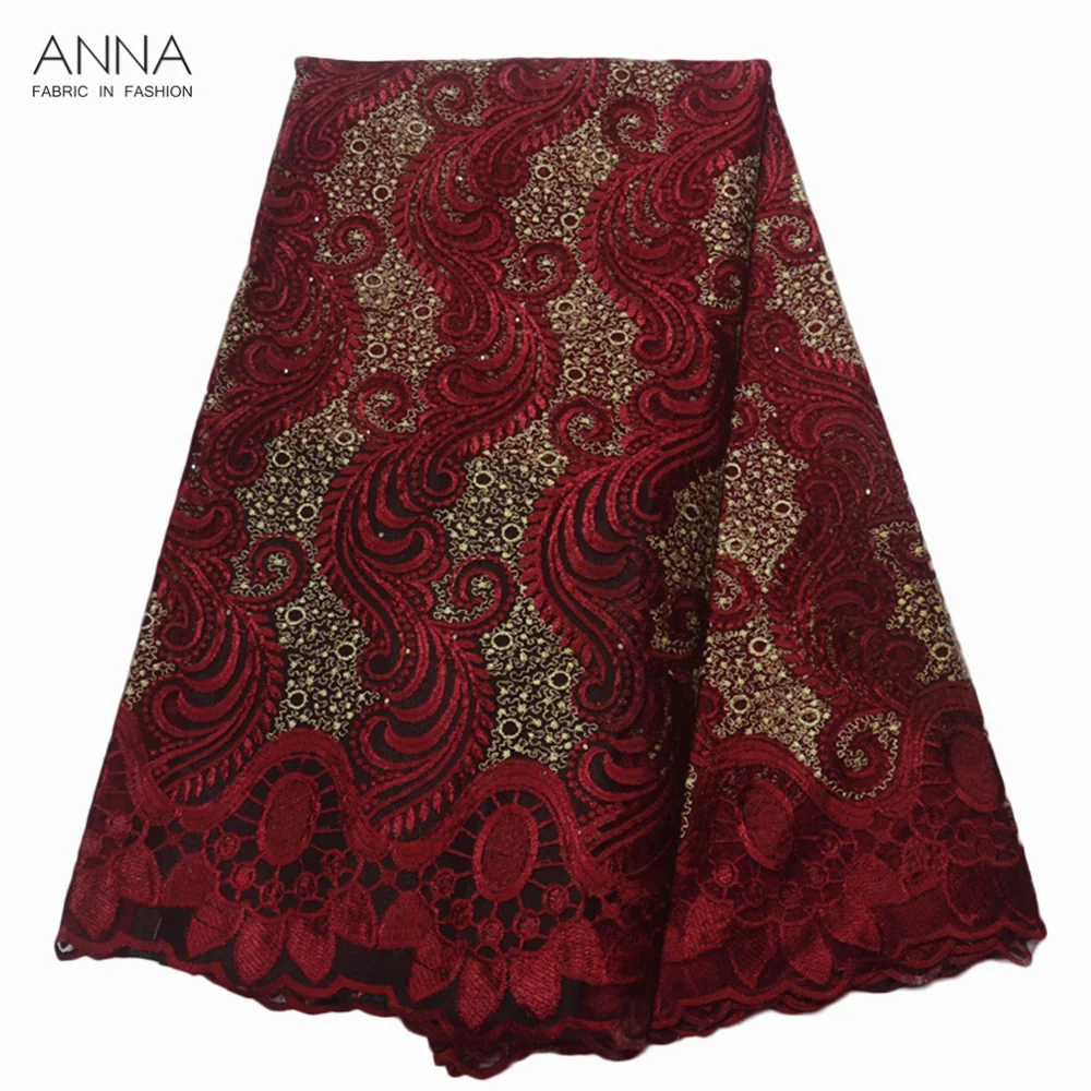 Вышитые африканские сетчатые кружева с камнями высококачественные фатиновые