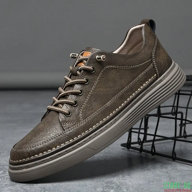 

Замшевые Кожаные мужские кроссовки, джинсовая повседневная обувь на шнуровке, уличные холщовые туфли, Мужская обувь для отдыха ручной рабо...