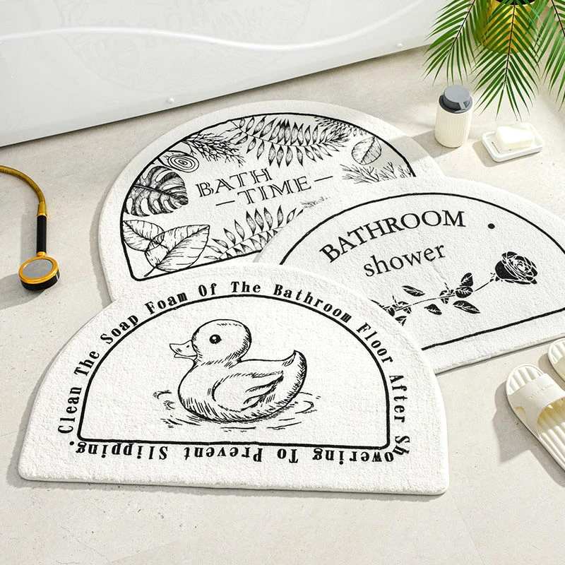 

1pc Doormat Semicircle Floor Mat Bathroom Door Entrance Non-slip Mats Cartoon Color Rug Dustproof Absorbent Carpet Bath Tub Mat