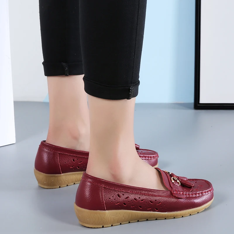 Women Flats Shoes Cut Out Leather 