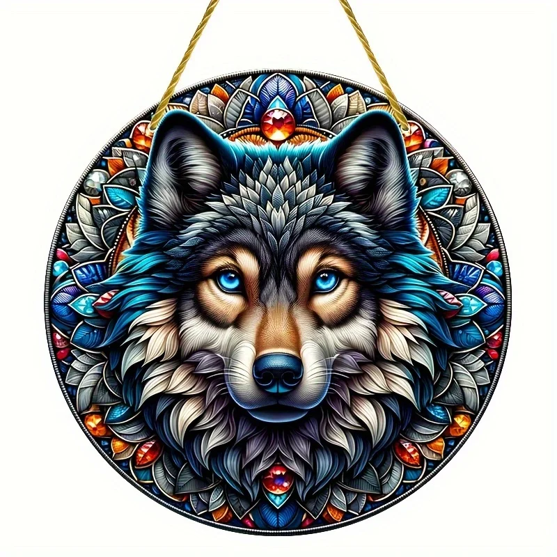 Wolf King Sun Catcher 3D визуально окрашенный акриловый декор для окон творческий дом сад