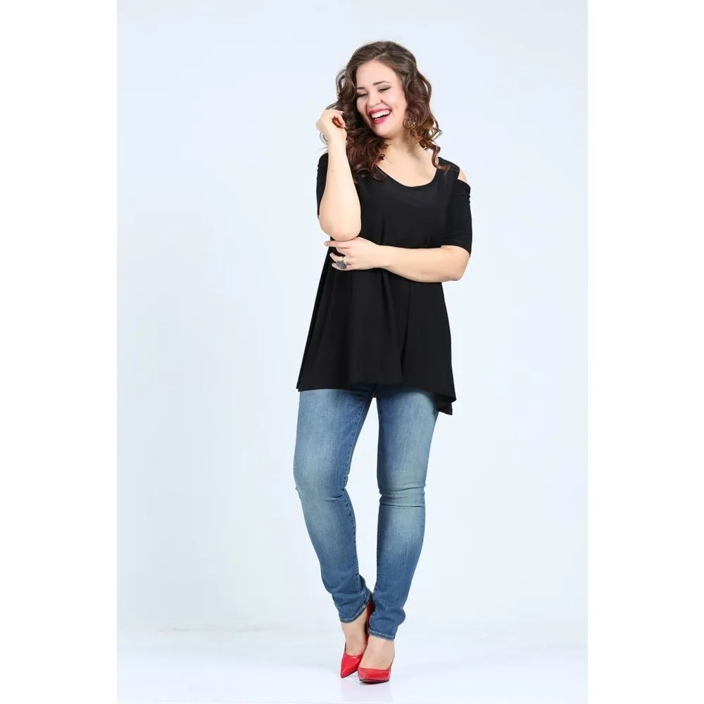 

Блузка большого размера на плечи Dorlie Kl1101B, Черная