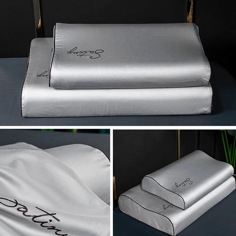 

Egyptian Cotton Pillowcase Solid Color Pillow Case High Quality Embroidery Pillow Cover Latex Pillowslip Home Decoration