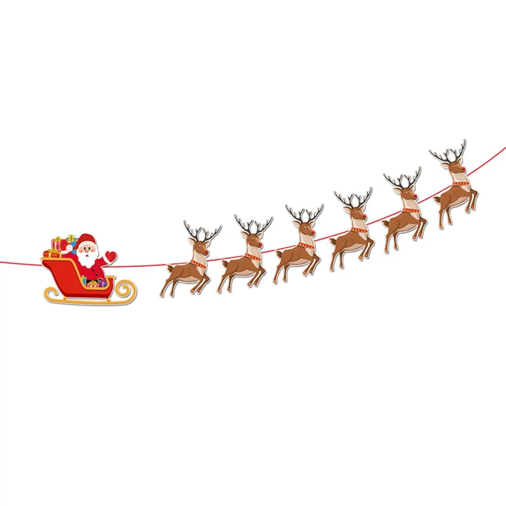 

Multi Style Christmas Hanging Banner Garland Xmas Party Santa Claus Elk Sock Decor Xmas Natal Noel New Year Hanging Ornament