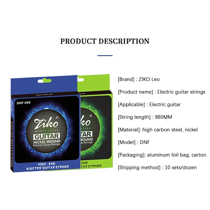 Ziko DNF 010 Струны для электрогитары никелированные гитарные струны из углеродистой