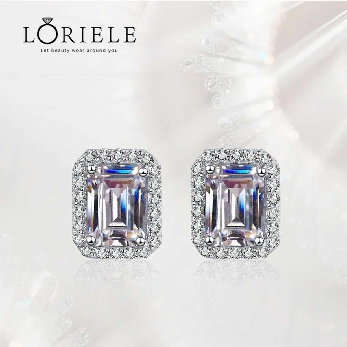 

LORIELE Moissanite Stud Earrings 1/2/3CT Colorless VVS Diamond Halo Sterling Silver Moissanite Earrings For Women