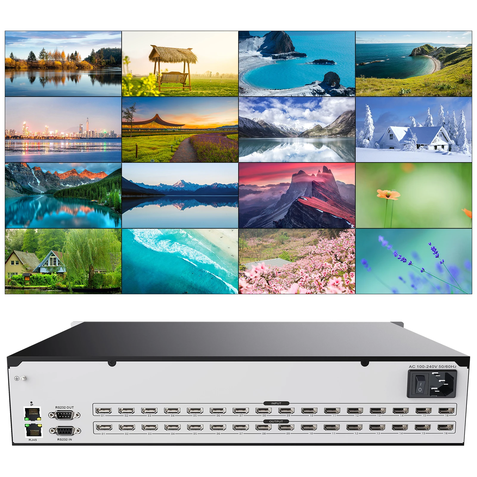 

Matrix Switch HDMI 16x16 4K 30Hz 1080P120Hz Profesional Matrix Switch Splitter16 in 16 out HDCP Blu-ray 3D WEB/Panel/Remote Cont