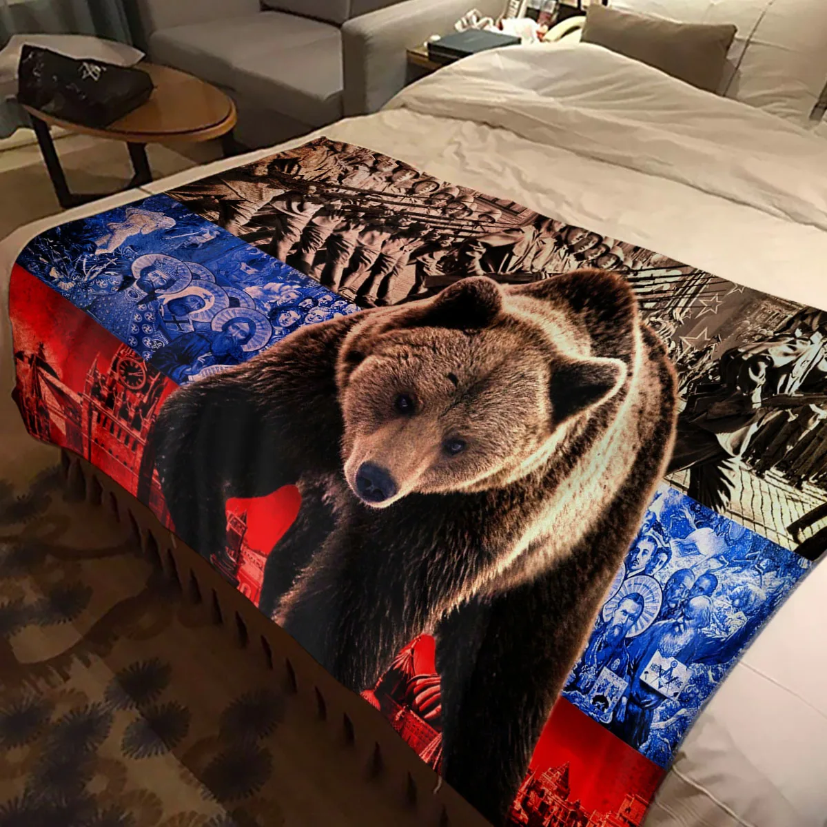 

Russian Pride Bear CCCP Throw Blanket USSR Soviet Russia Living Room Sofa Cover Bedspread Flannel Soft Victory Blanket