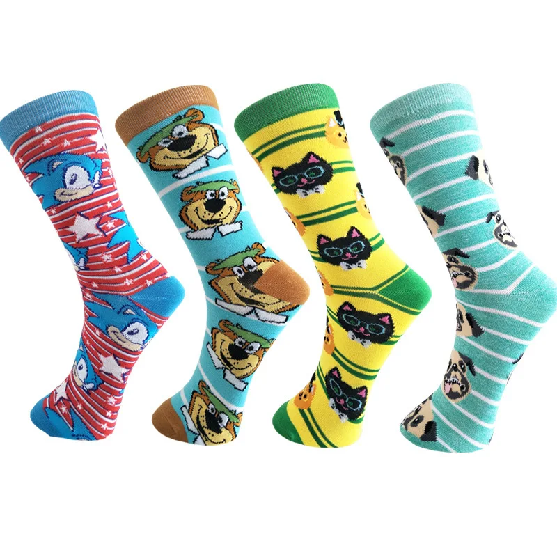 Fashion Soft Novelty Cotton Women Socks Colorful cartoon animal Happy Funny Socks For Girl Gift Unisex Socks men socks 5/Lot