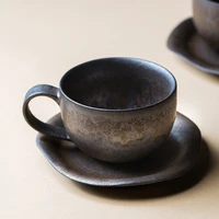 creative retro ceramic mug with handle coffee milk cup minimalist rust porcelain water cup home office drinkware tea cups mugs