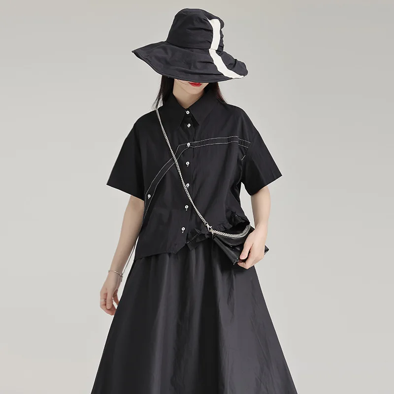 Женская летняя рубашка с короткими рукавами милый и крутой уникальный топ в