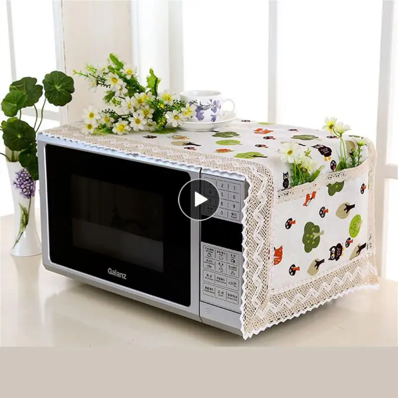 

Waterproof Electric Oven Cover Cloth Dust-proof Linen Dust Cover Modern Simple Moisture-proof Microwave Oven Cover Durable
