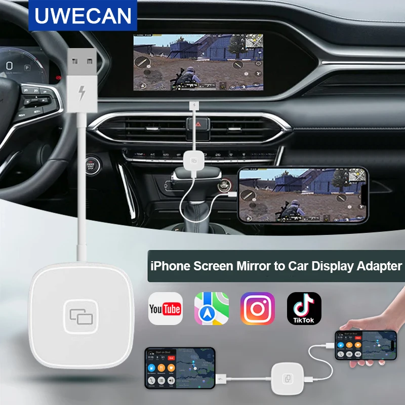 Зеркальный адаптер для iPhone Carplay, зеркальный адаптер для экрана iPhone, 5 ГГц WiFi онлайн обновление
