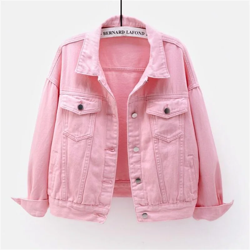 Women's Denim Jacket Spring Autumn Short Coat Pink Jean Jackets Casual Tops Purple Yellow White Loose Tops outerwear
