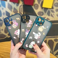 sanrio kuromi cute cartoon for apple iphone 13 12 11 pro max mini xs max x xr 7 8 plus frosted translucent phone case capa cover