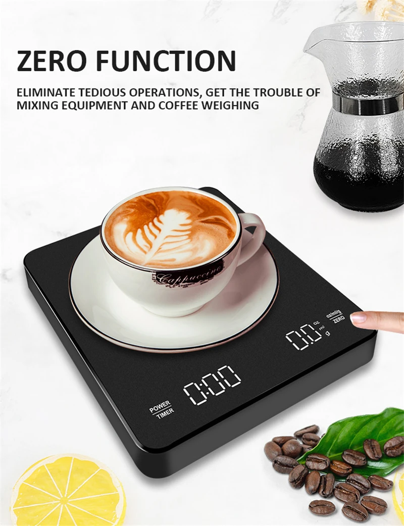 

Intelligent Coffee Scale 3kg/0.1g Smart Drip Coffee Scale USB Timing LED Digital High Precision Hand-Held Electronic Scales