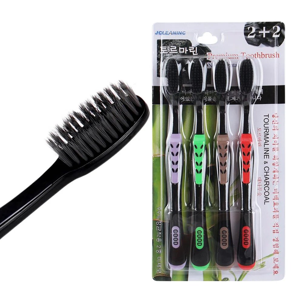 

4Pcs/Pack Bamboo Toothbrush Bamboo Charcoal Nano Toothbrush of Dental Oral Care Soft Brush for Adults