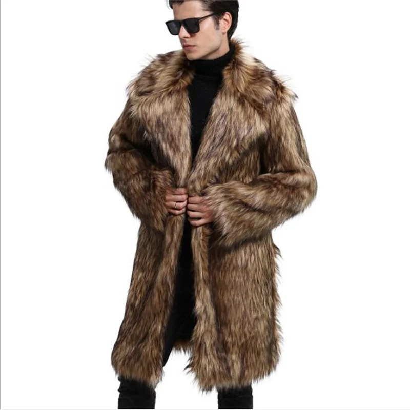 Autumn faux mink leather jacket mens winter thicken warm Medium length fur leather coat men jackets jaqueta de couro fashion