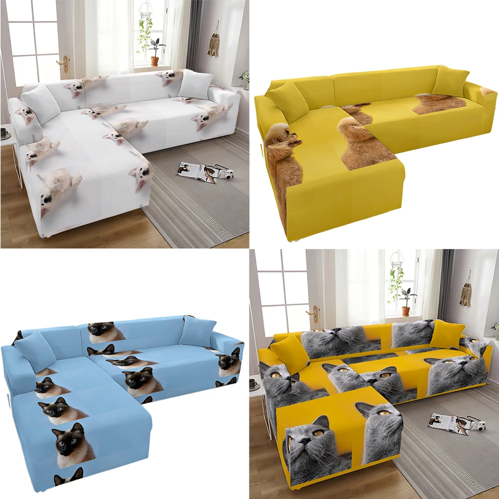 

Animal Cat Dog Cover Sofa 1/2/3/4-Seat Sectional L-Shape All-Inclusive Elastic Sofa Seat Cover Slip-Resistant Strech Cover