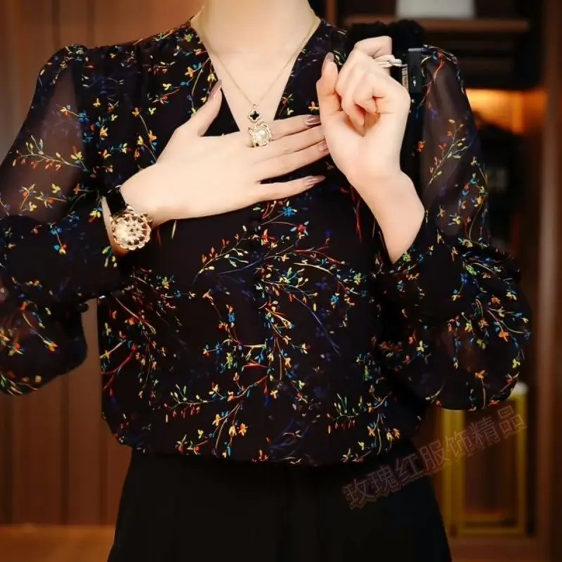 Женская рубашка с V-образным вырезом в западном стиле