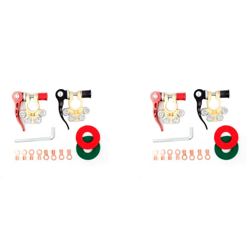 

4X Quick Release Battery Terminals Clamps Car Battery Terminal Shut-Off Connectors For 12V 24V Boat Race UTV Tractor