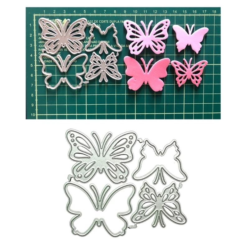 Металлические Вырубные штампы в виде бабочек, 4 шт., комбинированный набор вырубных штампов, трафареты, декоративные строительные штампы N1HF