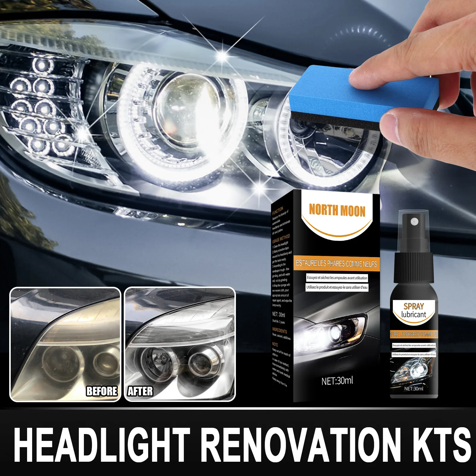 

Car Headlight Polishing Agent Scratch Remover Repair Fluid Headlight Maintenance Renewal Polish Clean Liquid Kit Auto Accessorie