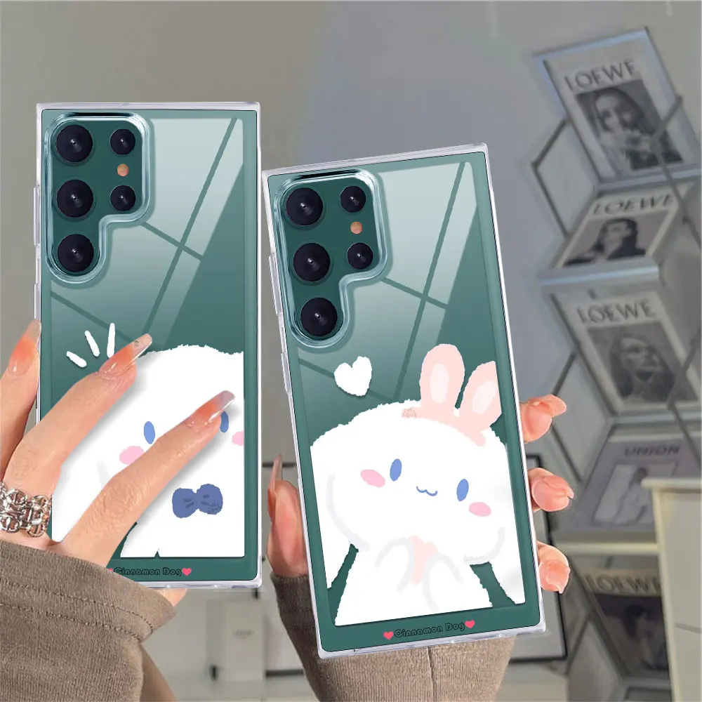

Kawaii Rabbit Phone Case For Samsung Galaxy A53 5G S21 S22 S22 Plus S22 Ultra Transparent Shockproof Hard PC Fundas Cartoon