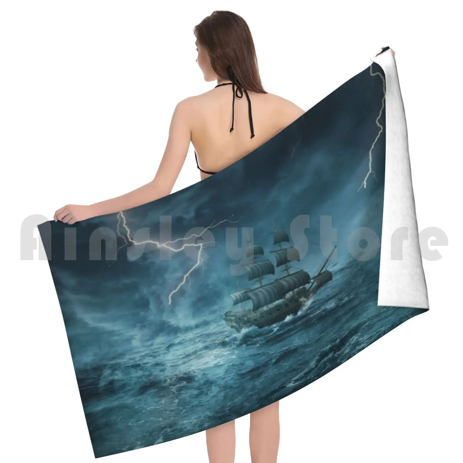 Полотенце для ванны с принтом Призрачного корабля морского приключения круиза