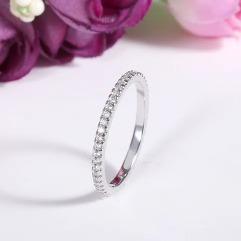 Buyee 925 пробы Серебряное тонкое кольцо светильник полное белое циркониевое кольцо для женщин и девушек, классическое бриллиантовое кольцо, ювелирные изделия
