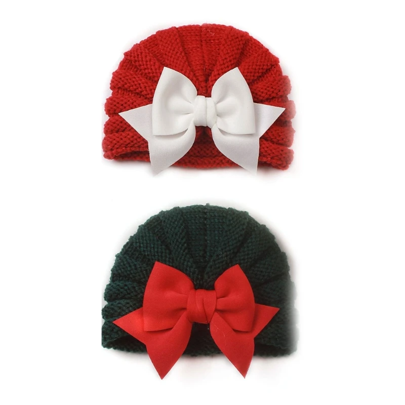 

Шапка для новорожденных, вязаная шапка с бантом, головной убор, уютная шерстяная шапка ручной работы, Аксессуары для младенцев, шапка на Рождество и новый год