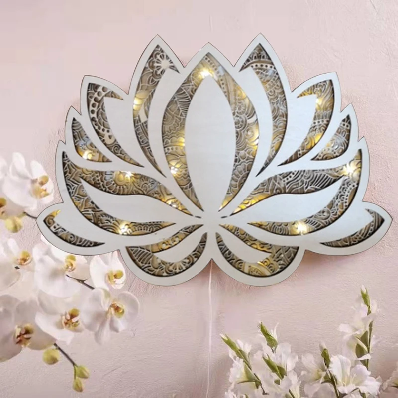 

Lotus Flower Light Mandala Yoga Room Art Decorative Ornaments Mandala Yoga Room Night Light Wall Hanging Home Decoration