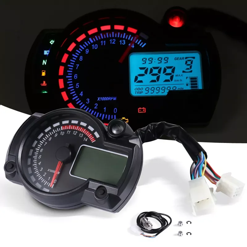 

Universal KOSO LCD Digital Motorcycle RX2N Odometer Speedometer Meter Instrument Adjustable MAX 299KM/H 7colors Dashboard