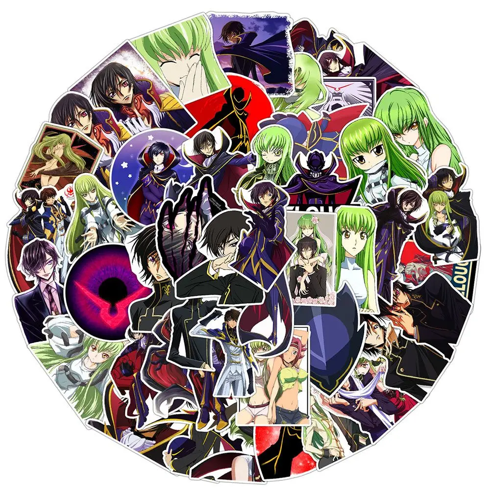 Фото 50 шт., аниме, мультяшный код, гиас, Lelouch, наклейки, украшения, сделай сам, Ipad, чемодан, чехол для телефона, материал для справочника, наклейка, коллекция №4