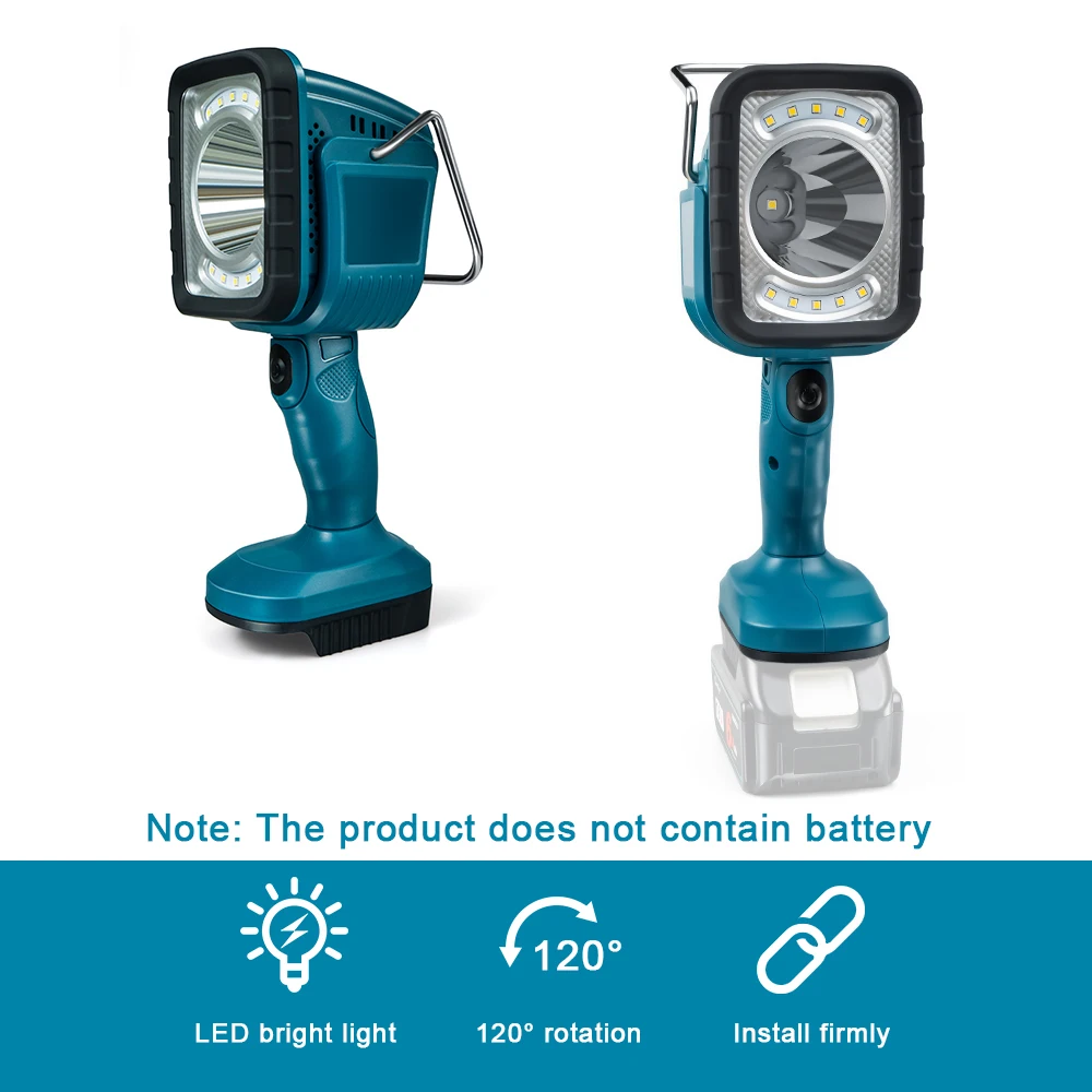 Flashlight LED Work Light for 14V/18V Makita Battery Portable Outdoors Spotlight Floodlight SOS lamp BL1830 1840 External Plug