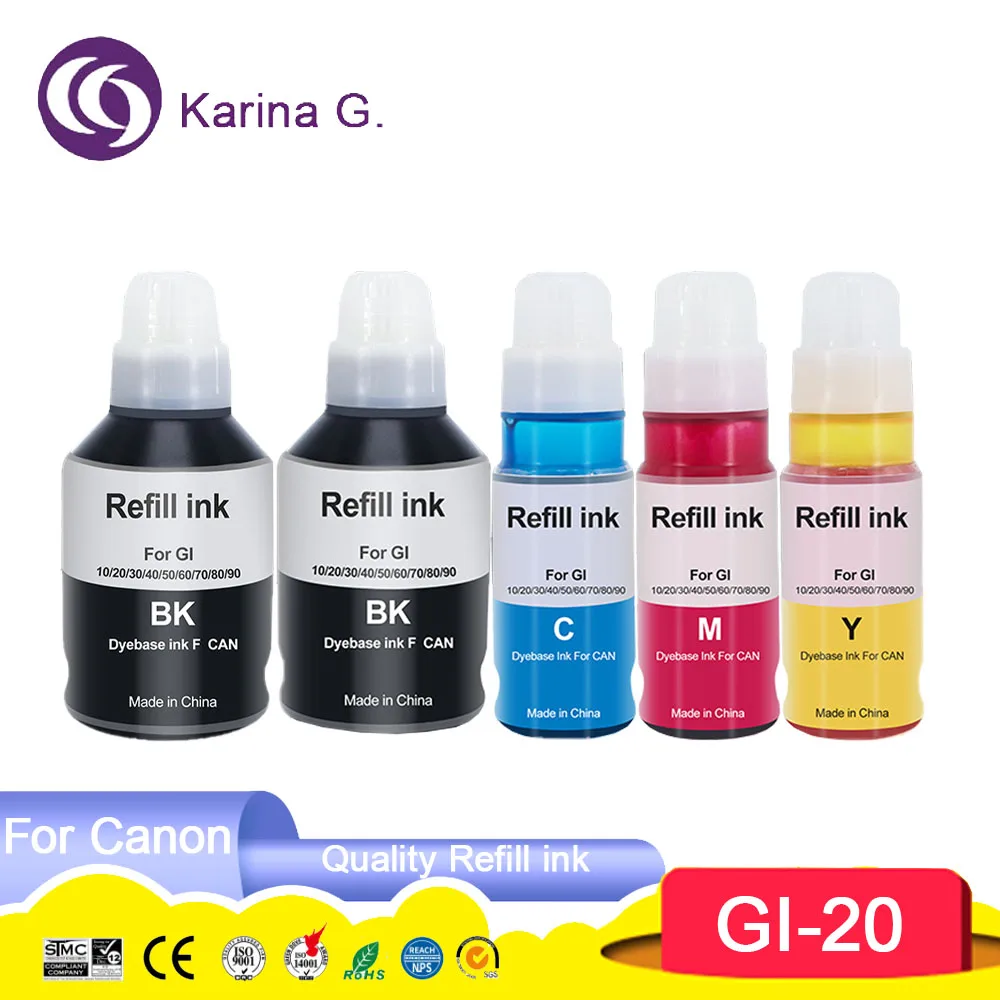 GI-20 GI20 GI 20 Premium Color Compatible Bulk Bottle Water Based Refill Tintas Ink for Canon PIXMA G5020/G6020/G7020 Printer