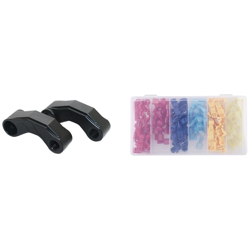 

120 Pcs/60 Pairs Quick Splice Wire Terminals With 1 Pair Motorcycle Mirror Extender Risers