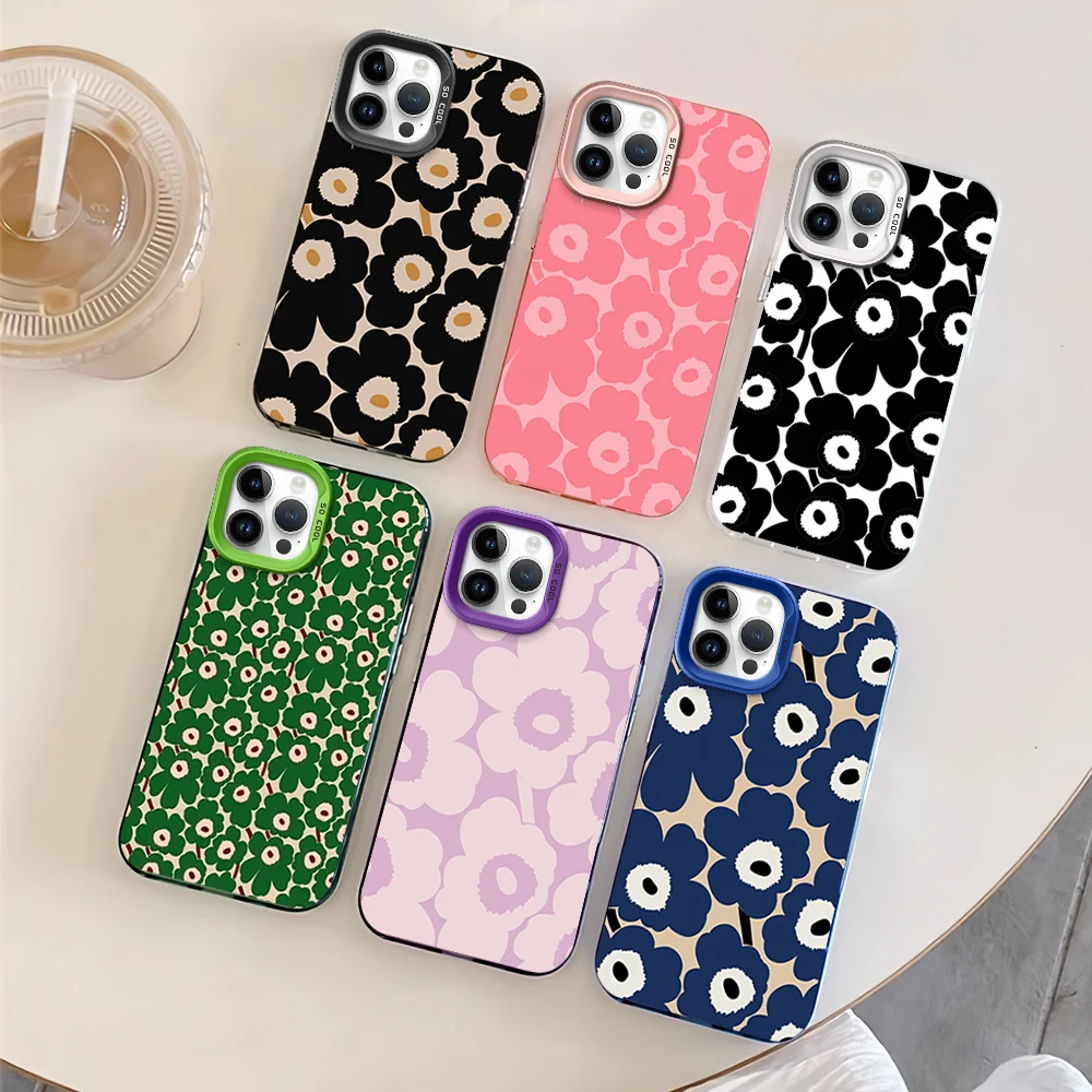 Fashion luxury M-Marimekkos IMD Phone Case for iPhone 11 13 14 12 15 16 Max Pro Plus Laser Cover