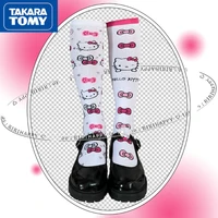 takara tomy 2022 new girls cute 100 hellokitty jacquard cotton sweet calf socks students with short skirts simple stockings