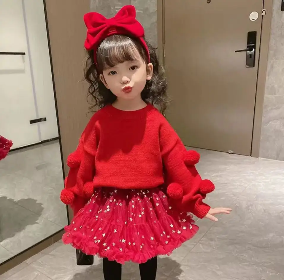 Новинка для девочек весенне-осенний Однотонный пуловер свитер вязаный свободный