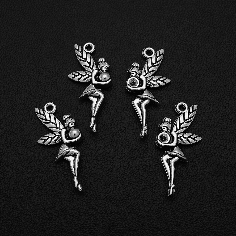 

35pcs/Lots 12x25mm Antique Silver Plated Fantasy Fairy Charms Angel Wings Ball Pendant For Diy Hqd Bulk Wholesale Jewelry Making