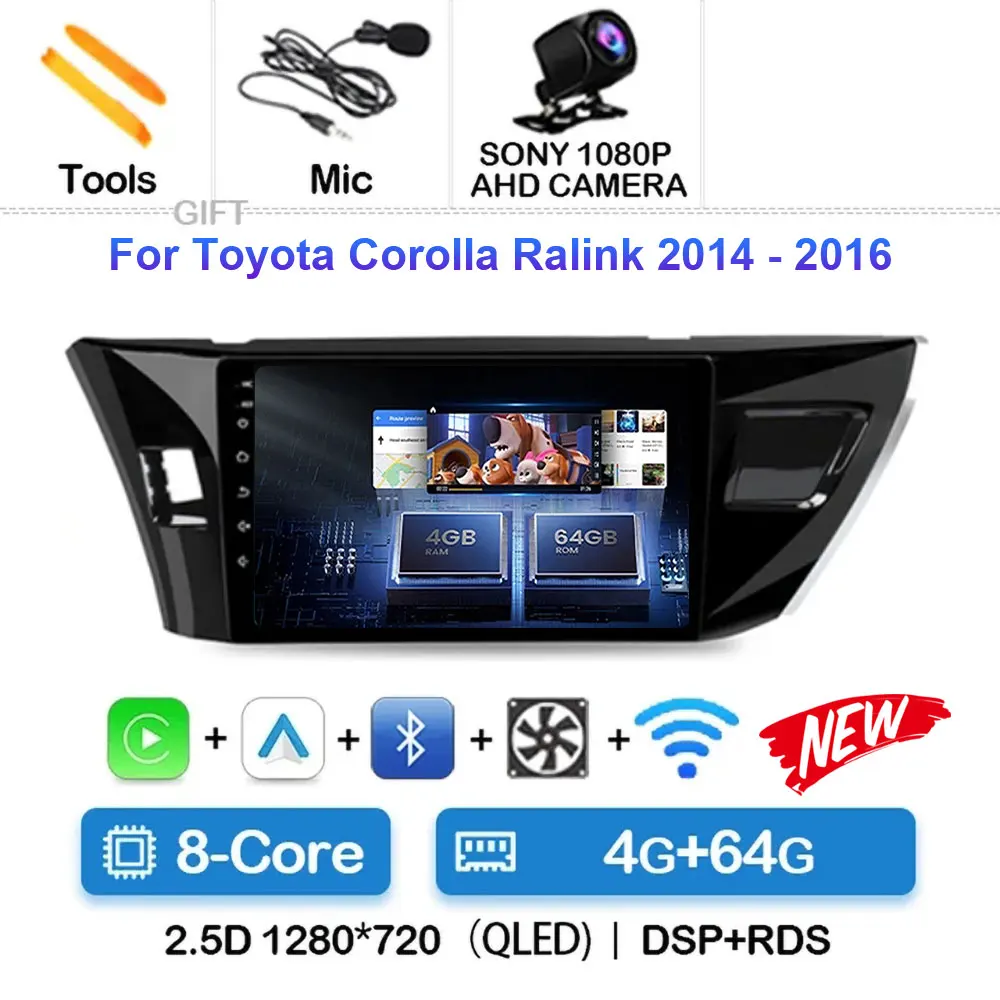 

Автомобильный радиоприемник Android 15 для Toyota Corolla 11 2012-2016 E170 E180 Carplay Android auto Qualcomm Автомагнитола Мультимедийный плеер 4Gwifi